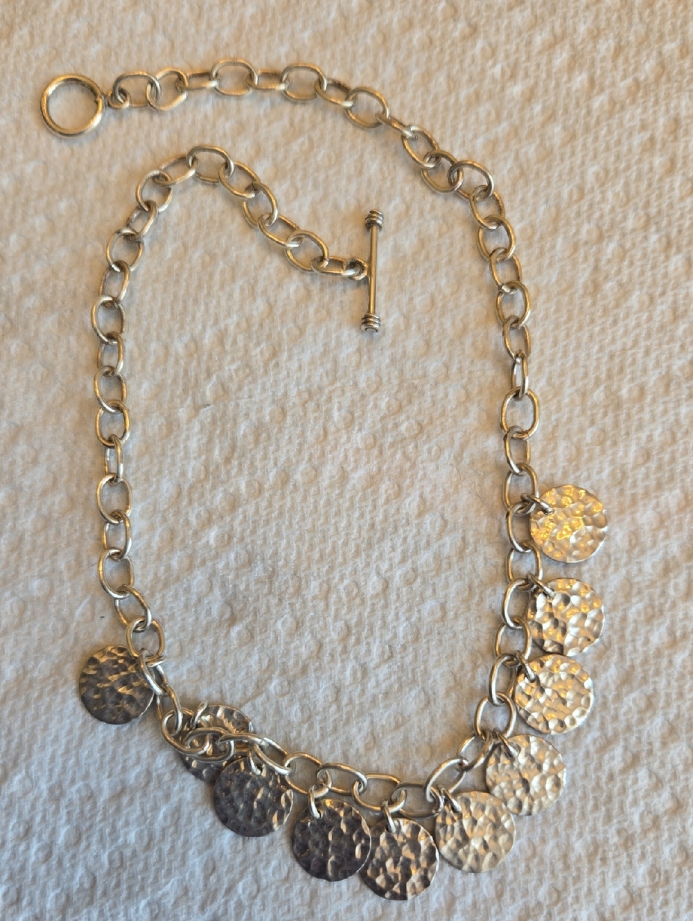 SS Hammered Disk Necklace